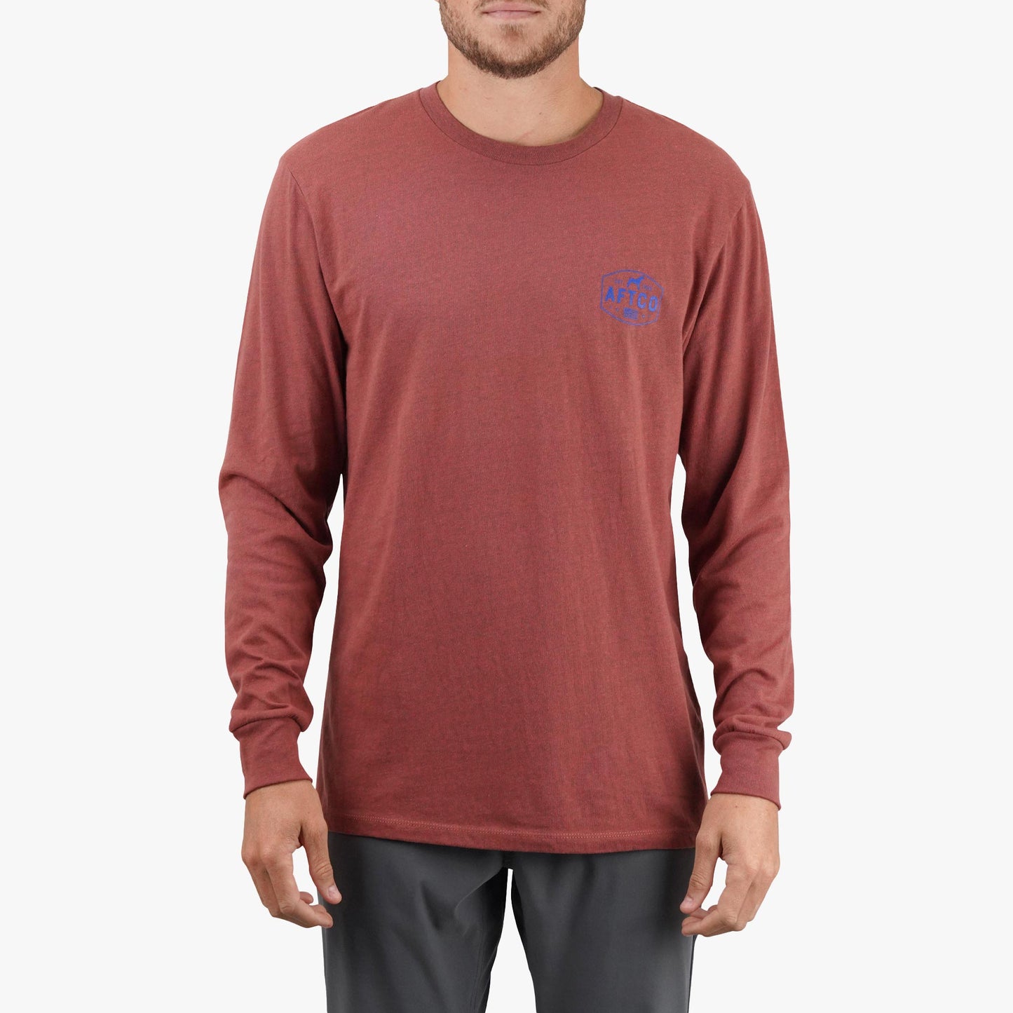 AFTCO Best Friend Long Sleeve Fishing T-Shirts Brick Heather