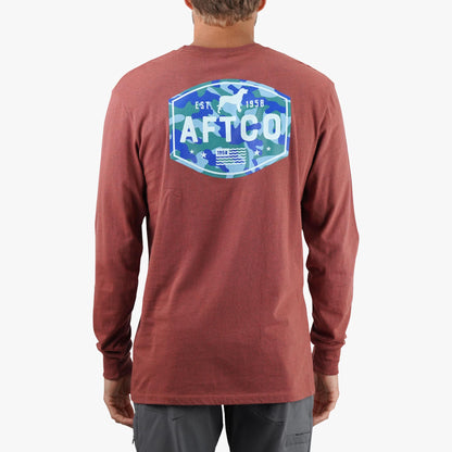 AFTCO Best Friend Long Sleeve Fishing T-Shirts Brick Heather