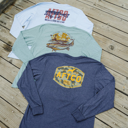 AFTCO Best Friend Long Sleeve Fishing T-Shirts Brick Heather