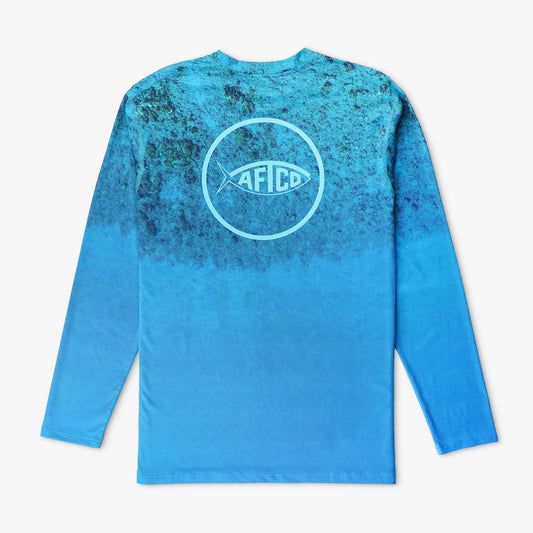 AFTCO Shoreline UVX LS Sun Protection Fishing Shirt Ocean Blue