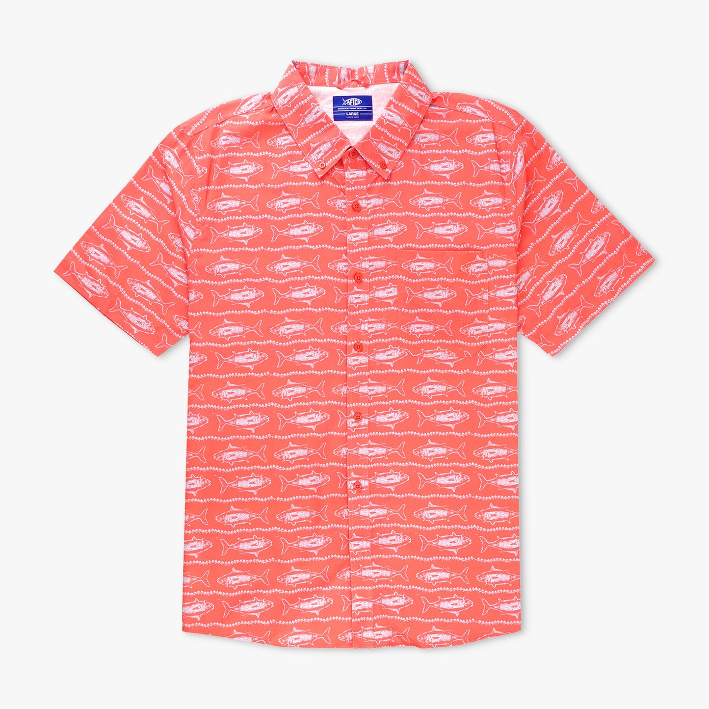 AFTCO Boatbar SS Button Down Fishing Shirt Soft Coral