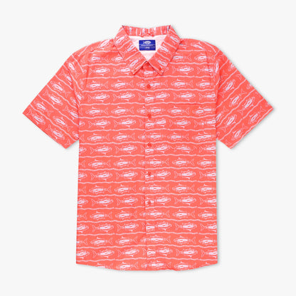 AFTCO Boatbar SS Button Down Fishing Shirt Soft Coral
