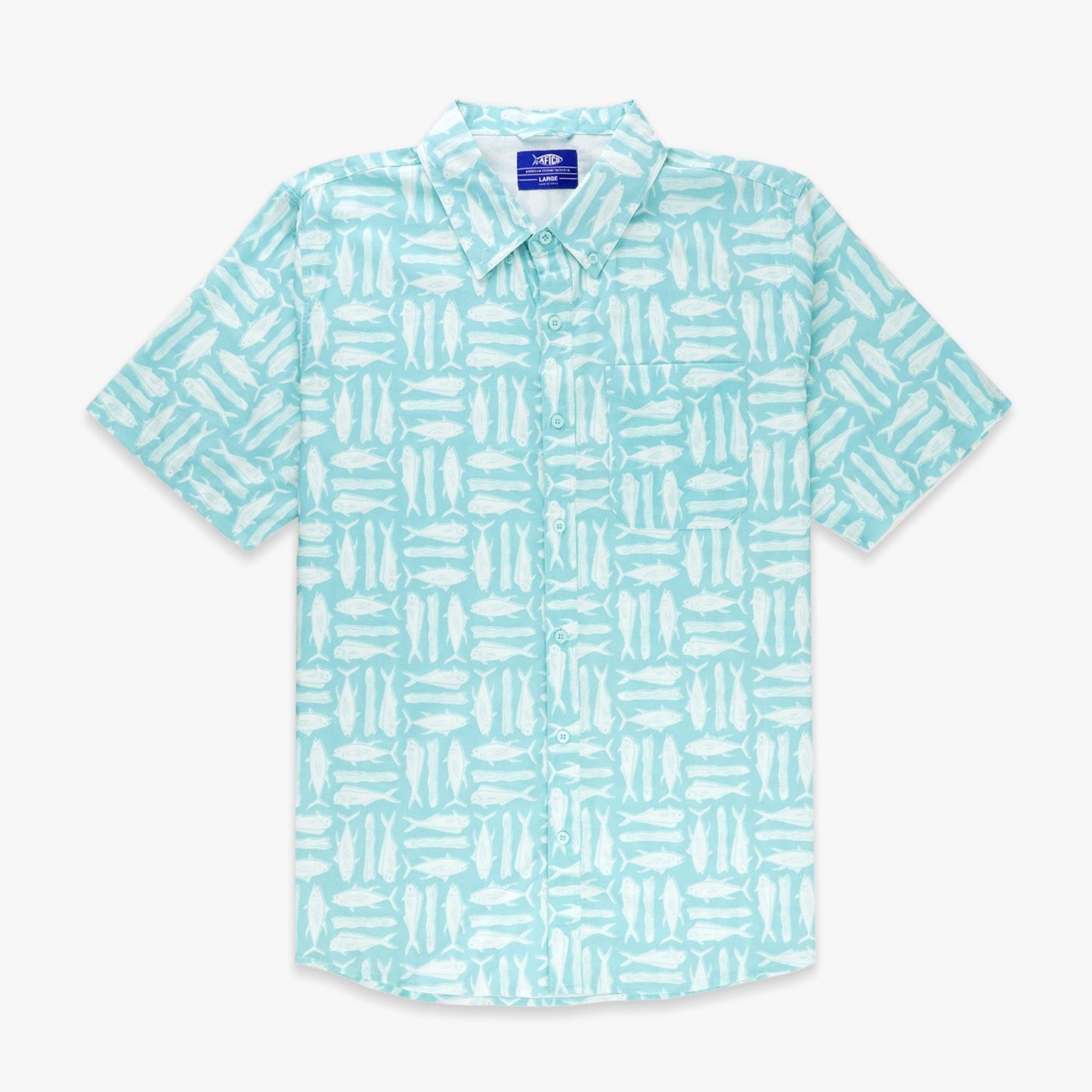 AFTCO Boatbar SS Button Down Fishing Shirt Pastel Turquoise