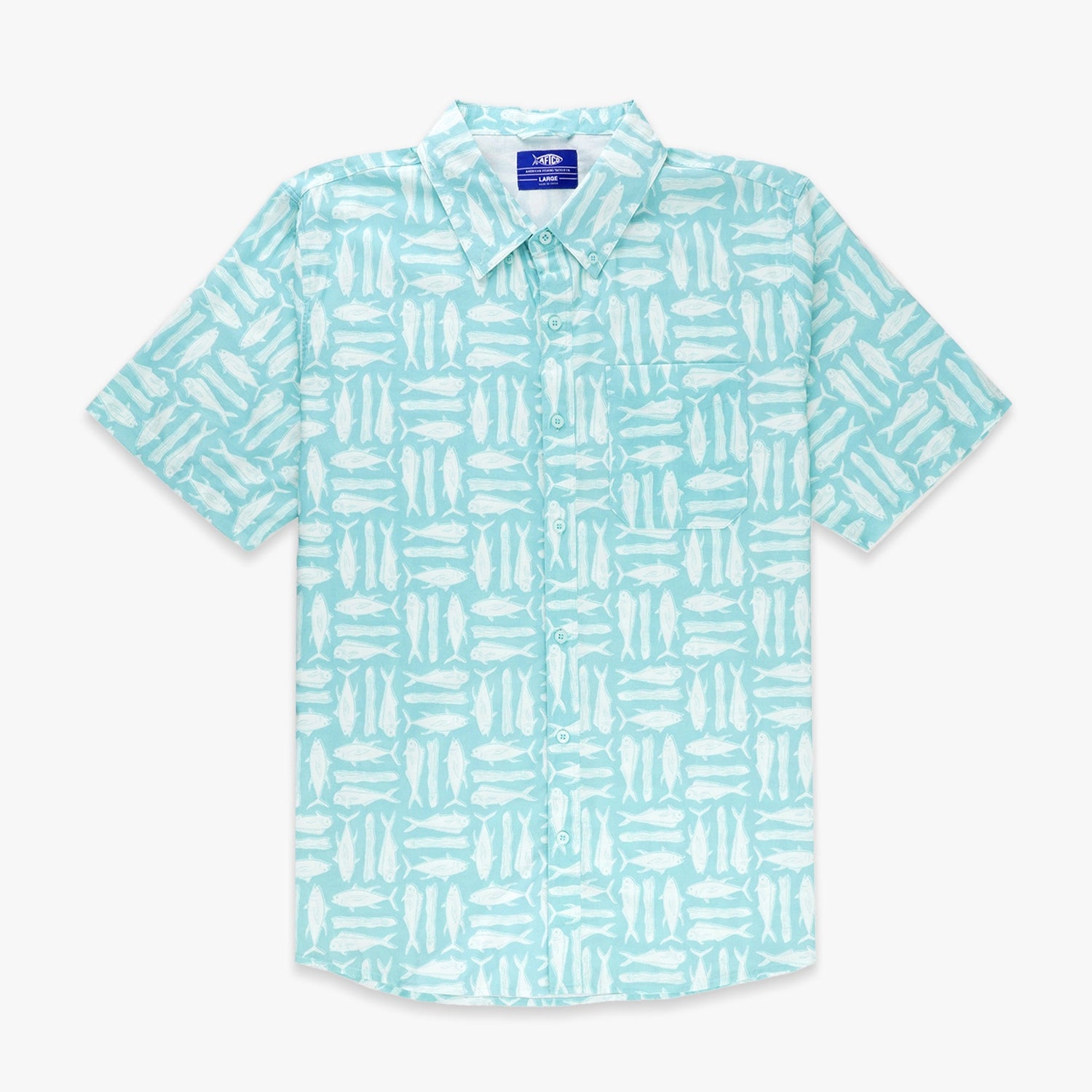 AFTCO Boatbar SS Button Down Fishing Shirt Pastel Turquoise