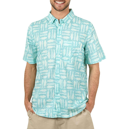 AFTCO Boatbar SS Button Down Fishing Shirt Pastel Turquoise