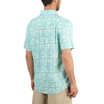 AFTCO Boatbar SS Button Down Fishing Shirt Pastel Turquoise