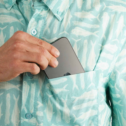 AFTCO Boatbar SS Button Down Fishing Shirt Pastel Turquoise