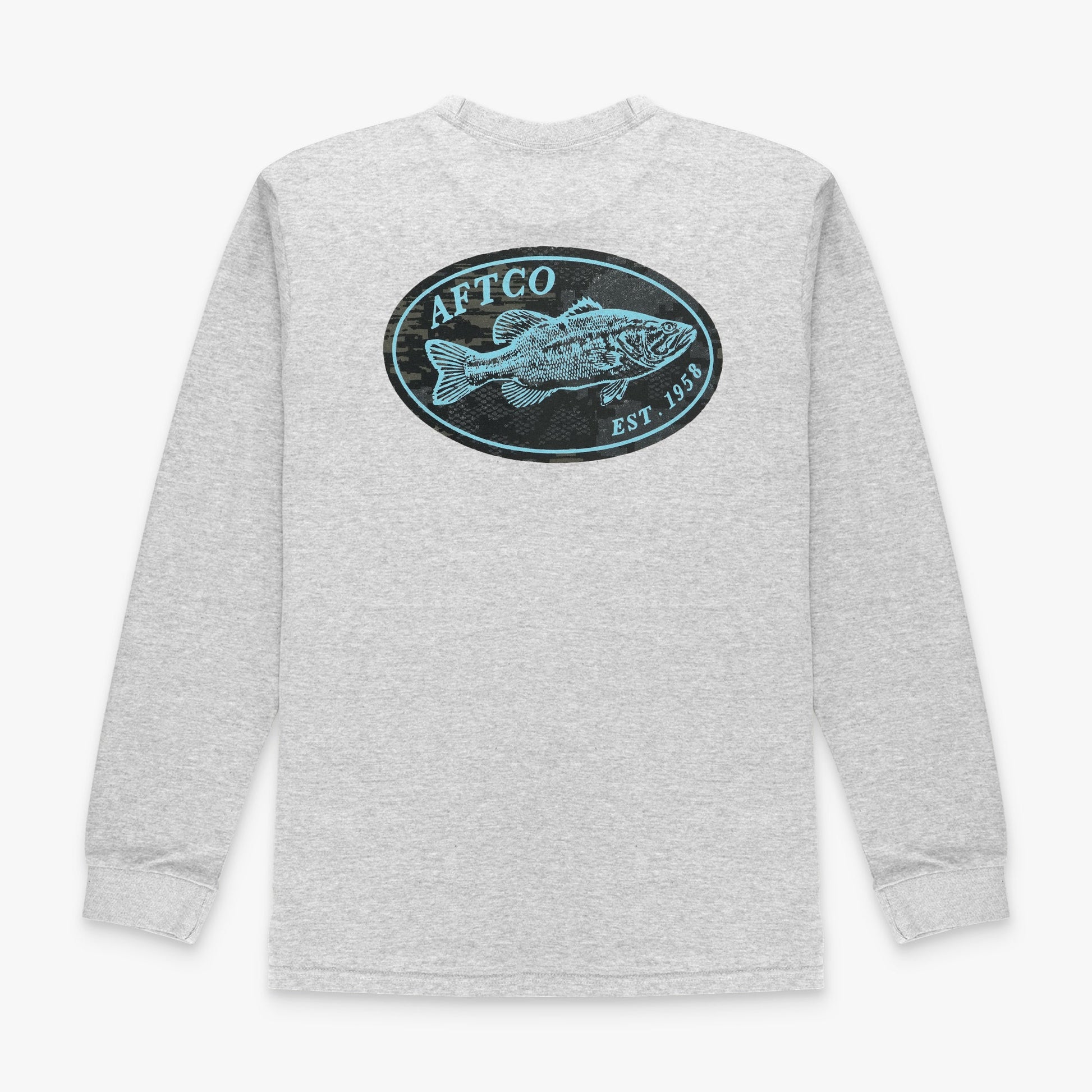 AFTCO Domino Long Sleeve Fishing T-Shirt Athletic Heather