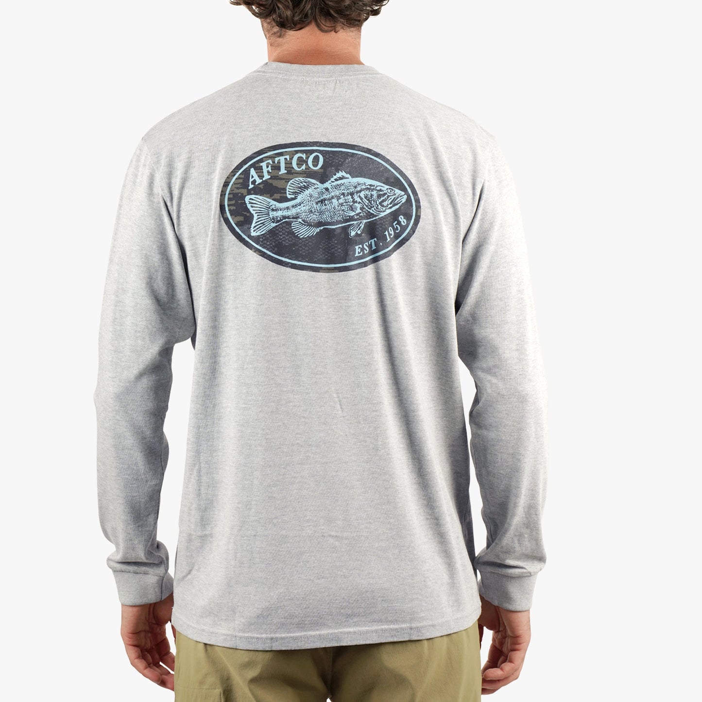 AFTCO Domino Long Sleeve Fishing T-Shirt Athletic Heather