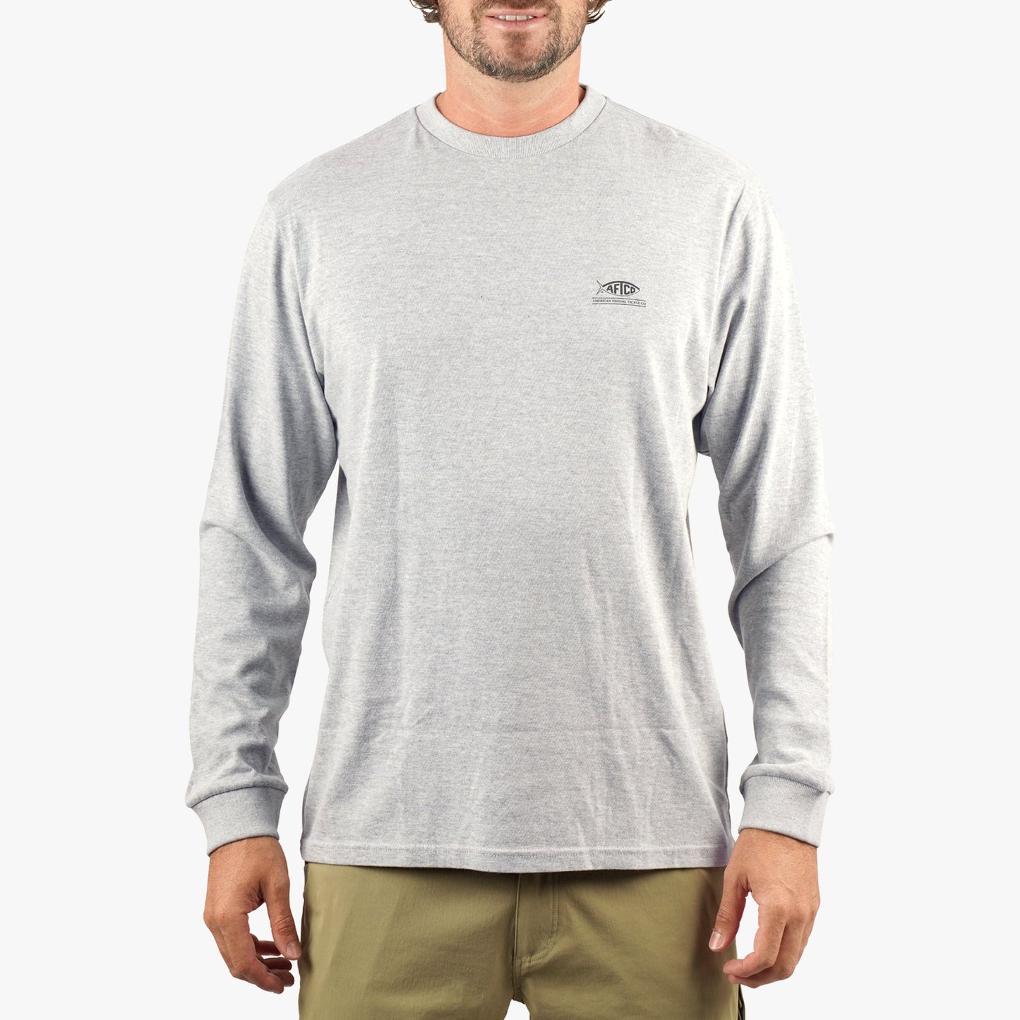 AFTCO Domino Long Sleeve Fishing T-Shirt Athletic Heather