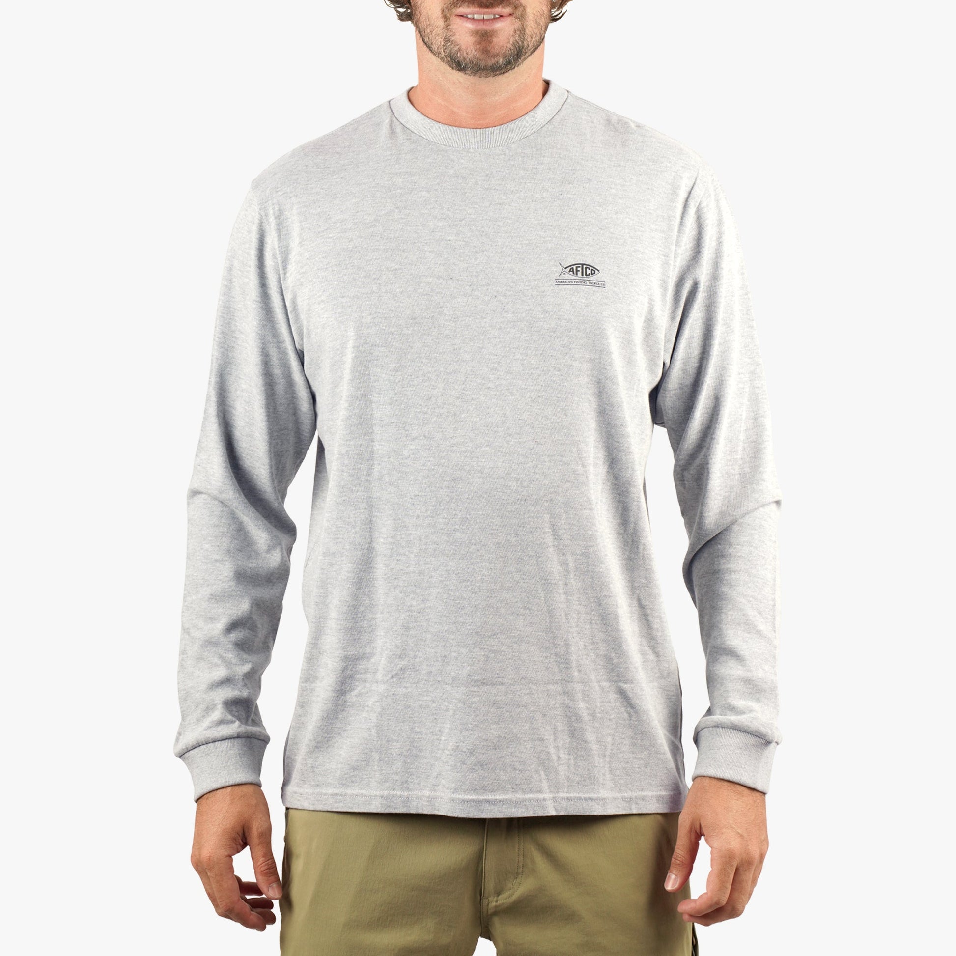 AFTCO Domino Long Sleeve Fishing T-Shirt Athletic Heather