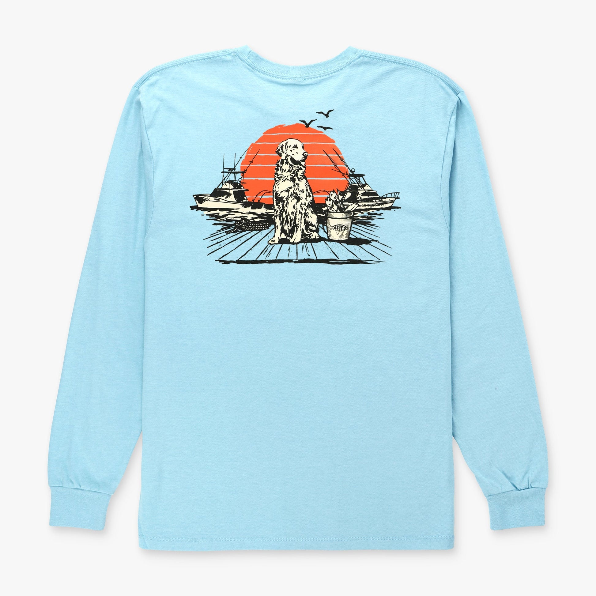 AFTCO Bucket Long Sleeve Fishing Tee Shirt Army Heather