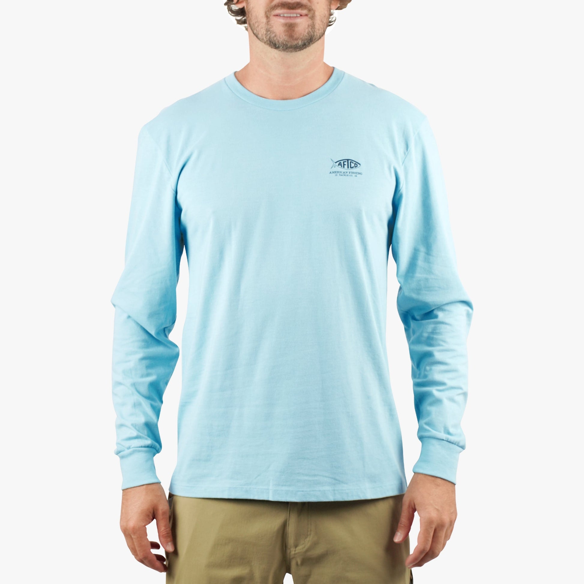 AFTCO Bucket Long Sleeve Fishing Tee Shirt Army Heather