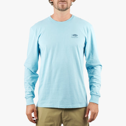 AFTCO Bucket Long Sleeve Fishing Tee Shirt Army Heather
